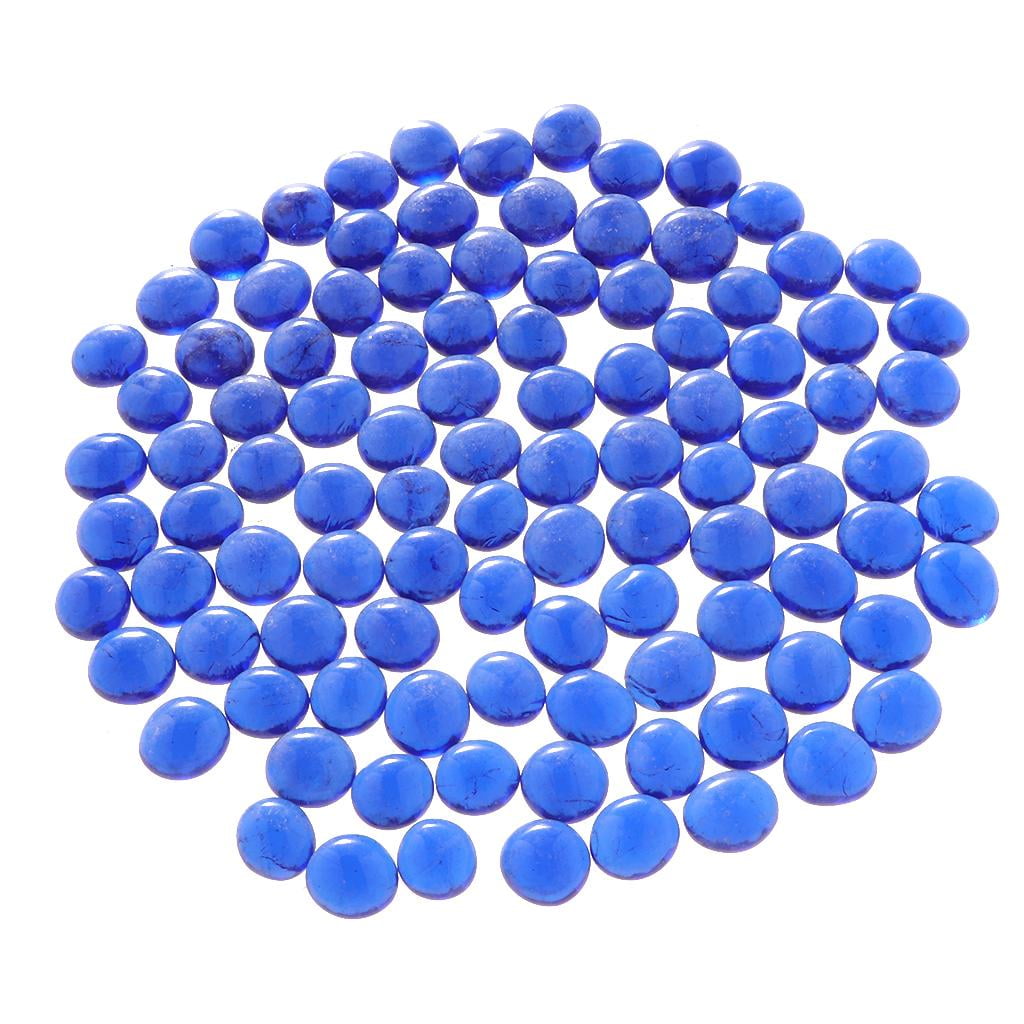 100Pcs Dark Blue Glass Marbles Aquarium Pebbles Vase Filler Marble Beads Ideal Aquarium Decor