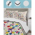 thumbnail image 4 of Quilts King Size Bedding Set, Colorful Polka Dot Lightweight Quilted Comforter, Cartoon Cute Abstract Graffiti Beige Soft Reversible Bedspread Coverlet with Pillow Covers for All Season, 96" x 106", 4 of 7
