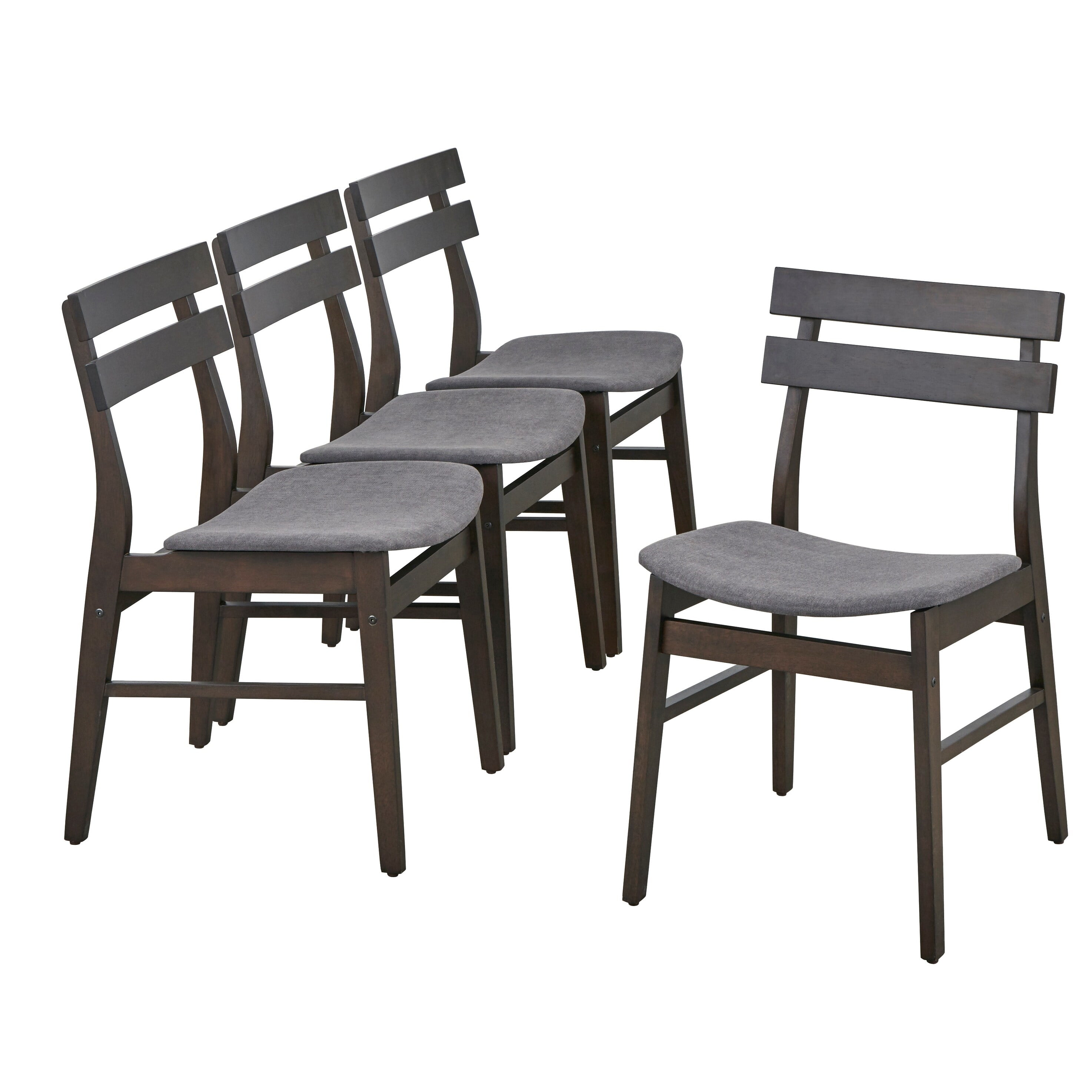 TMS Fiesta Mid-Century Wood Dining Room Chairs , Walnut - Set of 4