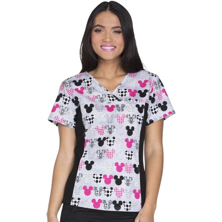 

Tooniforms Disney V-Neck Knit Panel Female Medical Scrub Top 6875C