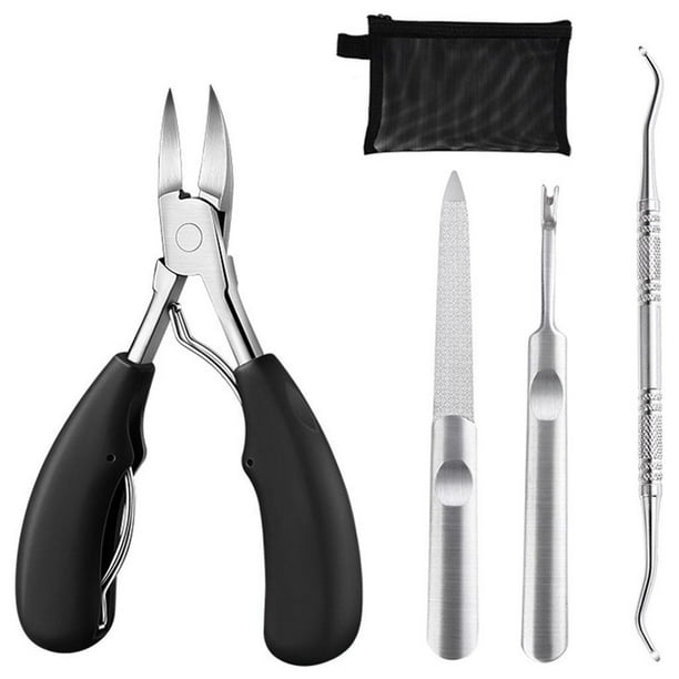 Juego de cortaúñas para uñas de los pies, cortaúñas para uñas de los pies, cortaúñas de acero inoxidable Negro