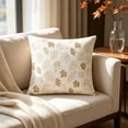 thumbnail image 6 of WDOBM 18x18 Inch White Fall Puffy Throw Pillow With Insert - Gold Maple Leaf Print Fuzzy Cushion - Autumn Winter Decor For Sofa Couch Bedroom Home, 6 of 6