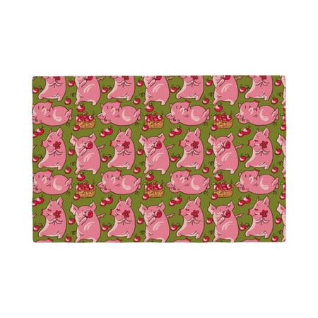 

Table Placemats Set of 4 - Cartoon Pigs 12x18 In Faux Linen Double Heat Resistant Place Mats Cloth Indoor/Outdoor Placemats Washable Table Mats for Dining Kitchen Party
