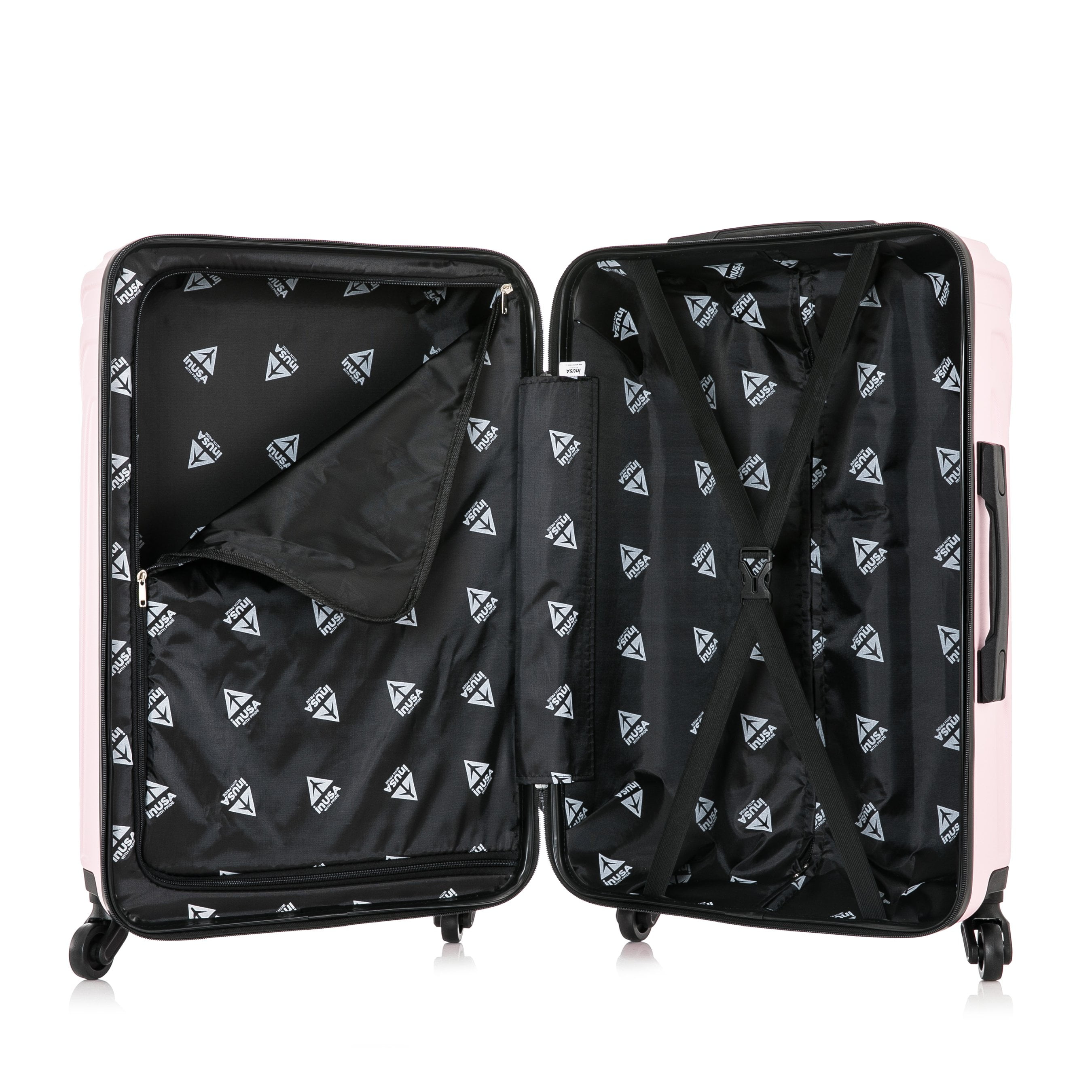 InUSA Vasty 3-Piece Hardside Luggage Sets with Spinner Wheels, Handle, and Trolley, (20"/24"/28"), Pink