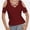 Wine red, variant on Womens Summer Shirts Short Sleeve V Neck Criss Cross Cold Shoulder Tops Blouse
