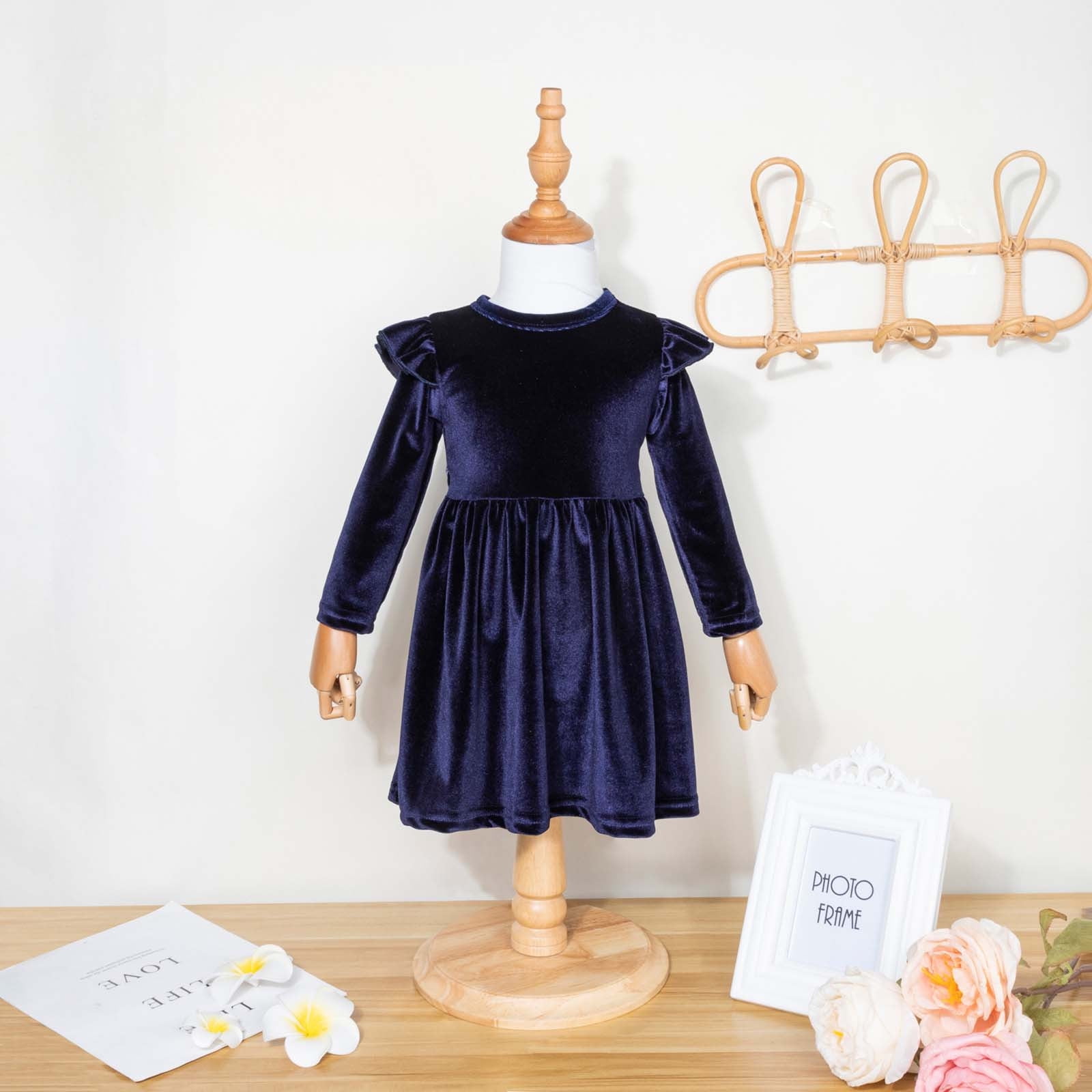 Toddler Girl Halloween Graphic Ruffled Off Shoulder Long-sleeve Splice Dress