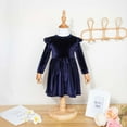 thumbnail image 3 of Toddler Baby Girls Velvet Dress Ruffle Long Sleeve A-line Casual Princess Party Dresses Playwear Fall Winter, 3 of 4