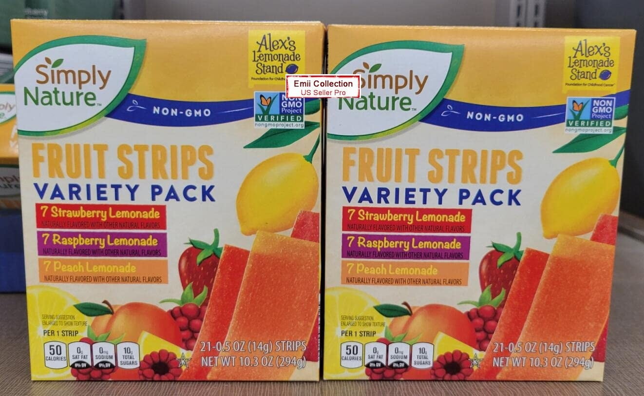 Simply Nature NonGmo Alex's Lemonade Standard Fruit Stripes Varity Pack 10.3oz 294g (2 Boxes
