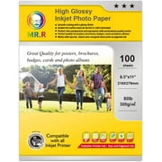 MR.R Single Side Glossy Coated Inkjet Photo Paper Letter Size 8.5"x11" 100 Sheets per Pack 80lb 300gsm