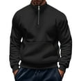 thumbnail image 3 of Bjutir Men Pullover Tops Fall Winter Stand Collar With Zipper Solid Color Long Sleeve Fashion Sweatshirts Black Size 2Xl, 3 of 9