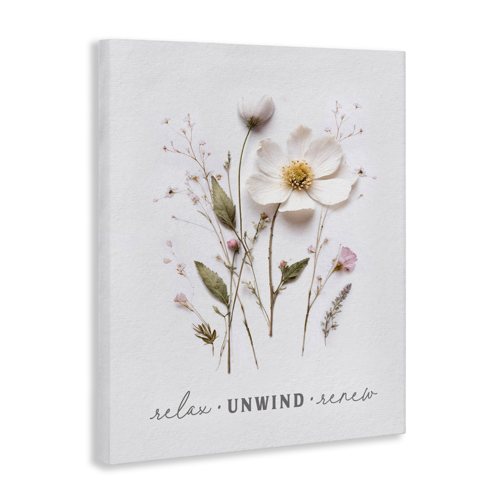 Relaxing Pressed Flowers Canvas Wall Art, design by Lettered and Lined
