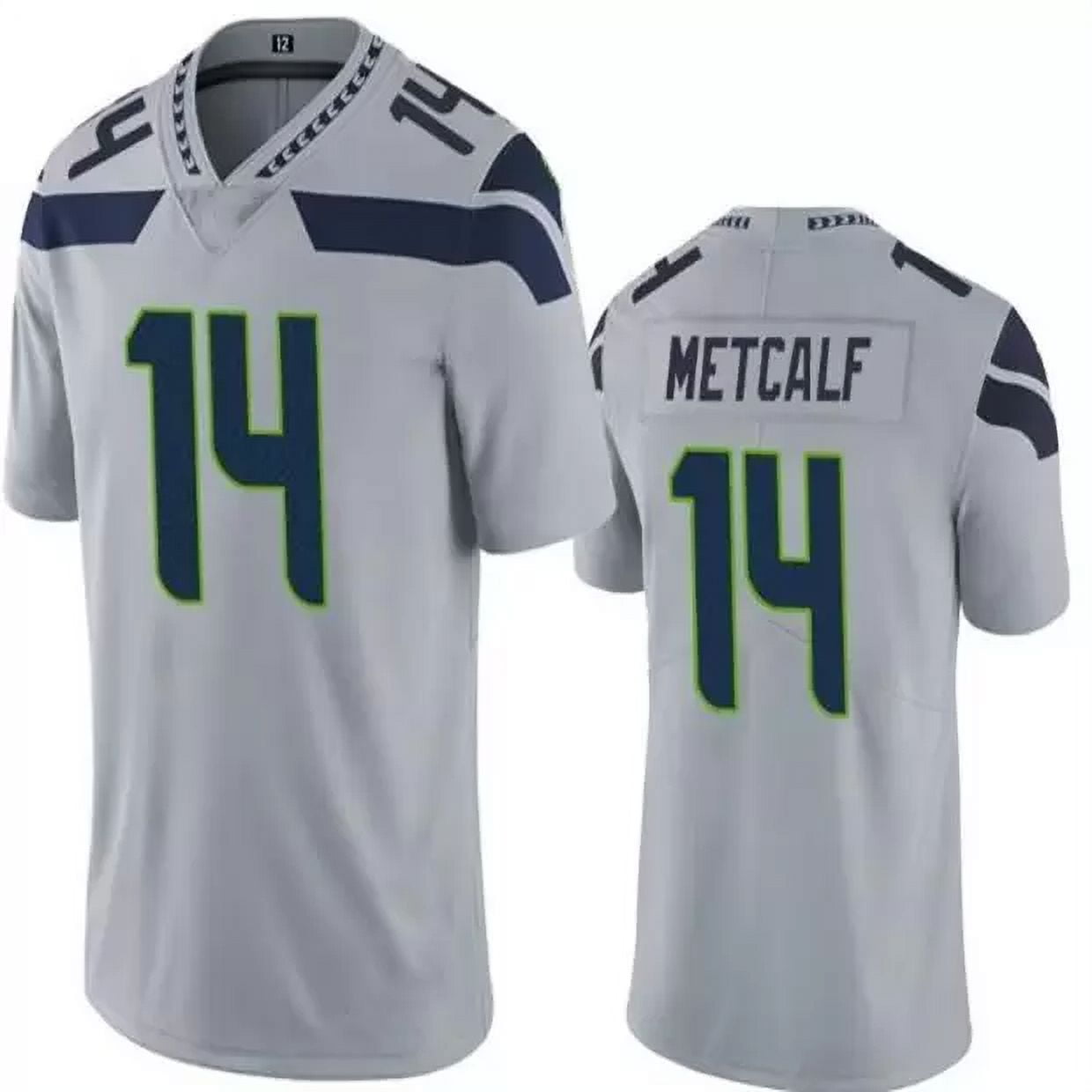 NFL_Men football 14 DK Metcalf 24 Marshawn Lynch 16 Tyler Lockett 33 Jamal  Adams jersey stitched Gray Fashion 