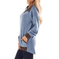 thumbnail image 3 of TWZH Women Colorblock POLO Collar Zip Front Long-sleeved Pockets Sweatshirt Tops, 3 of 4