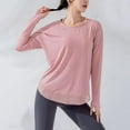 thumbnail image 4 of tarylea Yoga Tops for Women Crew Neck Long Sleeve Shirts Solid Color Loose Athletic Sports Running Coverup, 4 of 5