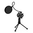 thumbnail image 3 of Mini Microphone de Bureau Trépied avec Support Antichoc Filtre Pop pour Enregistrement Studio Diffusion en Ligne Discussion Chant Réunion, 3 of 7