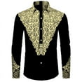 thumbnail image 2 of Camisas con cuello vuelto y botones con estampado dashiki africano para hombre, blusas casuales de manga larga, ropa de calle de estilo étnico, camisa, 2 of 5