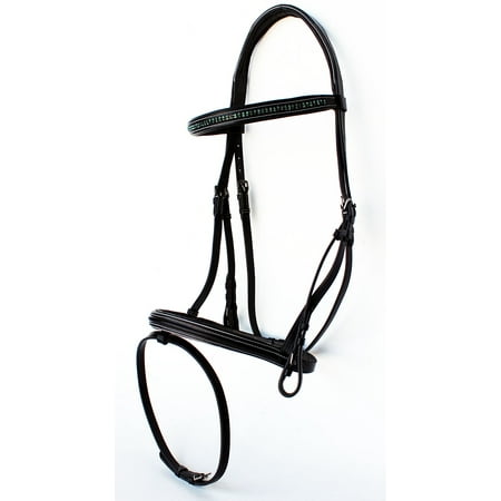 Horse English Padded Leather Show Bridle Crystal Bling  Jumping Hunter