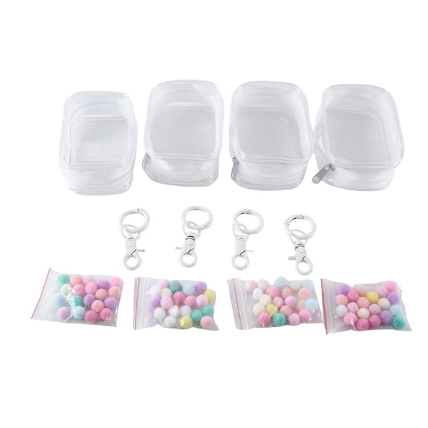 4 piezas organizador de joyas caja de almacenamiento transparente bolsa de llavero estuche de almacenamiento billetera gruesa linda bolsa de muñeca, B
