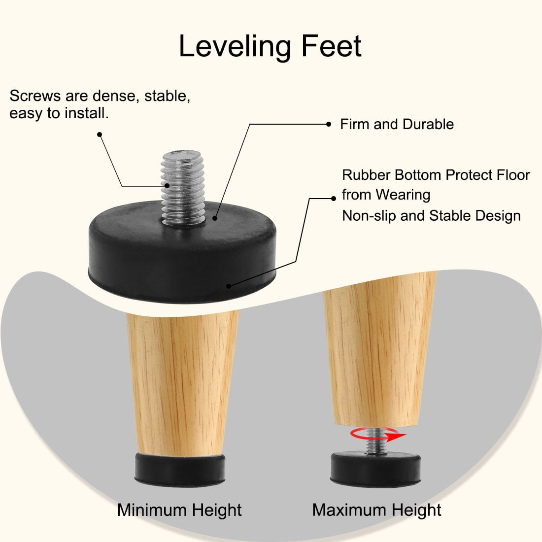 Unique Bargains 20Pcs M10 x 15 x 43mm Leveling Feet Adjustable Floor Protector