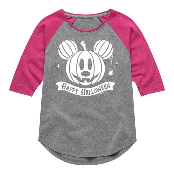 Mickey & Friends - Mickey's Halloween Pumpkin - Toddler And Youth Girls Raglan Graphic T-Shirt
