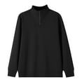 thumbnail image 5 of Miluxas Men's Quarter Zip Up Pullover Mock Neck Sweatshirts Warm Midweight Long Sleeve Shirt Black XXL(XXL), 5 of 9