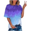 thumbnail image 2 of T-Shirts Shirts For Women Sevevn Women's Fashion Printed T-Shirt Short Sleeves Blouse Round Neck Casual Tops, 2 of 7