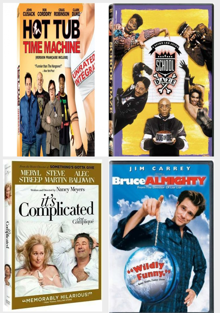 Comedy 4 Pack DVD Bundle: Hot Tub Time Machine, School Daze, It's  Complicated, Bruce Almighty 