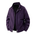 thumbnail image 2 of Jackets for Men Casual Loose Stand Collar Waterproof Jacket with Pockets Side Hand Hoodless Outwear Fashion Stylish Lightweight Windbreaker, 2 of 8