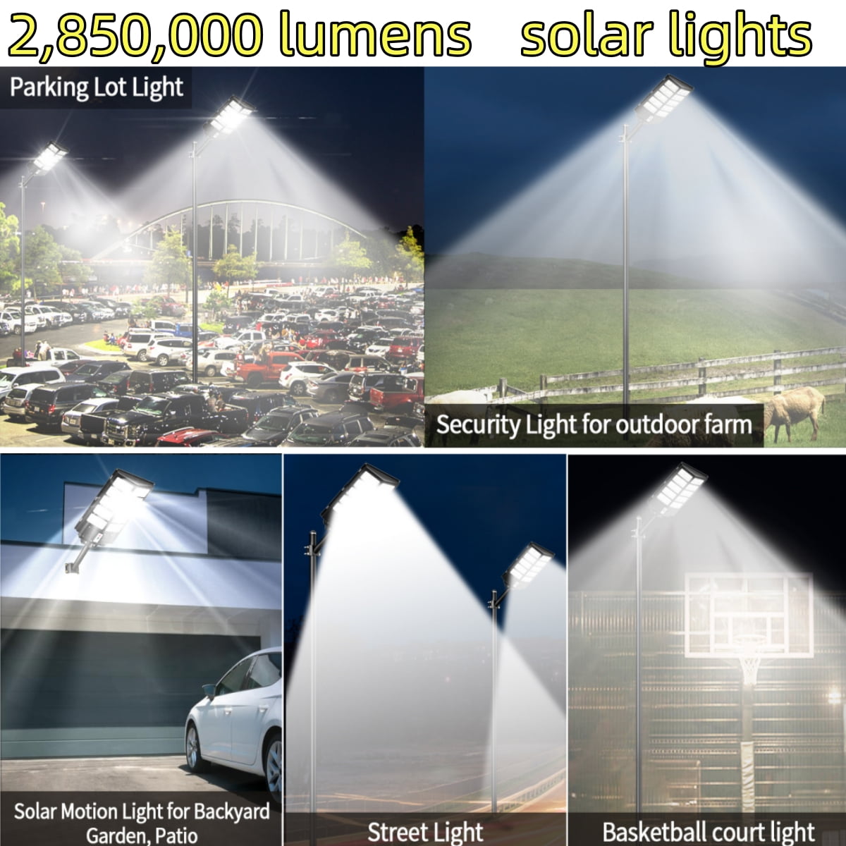 Gefolly 11500W Solar Street Lights Outdoor, Security Flood Lights ,Solar Dusk to Dawn Lights Outdoor with Motion Sensor