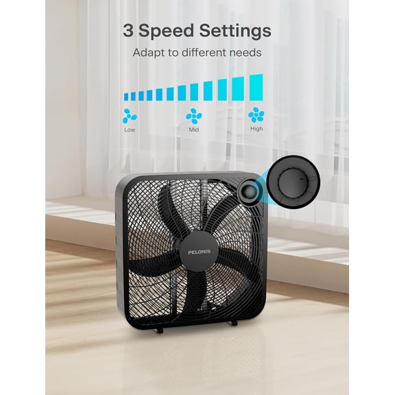 Pelonis Box Fan 20 Inch - Black