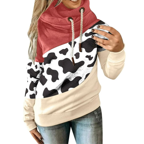 Sudadera con capucha y estampado de vaca para mujer sudadera con capucha y cordon de manga larga Fridja fksj3597 Walmart en linea