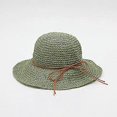 thumbnail image 1 of Sombrero de pescador de verano para mujer, de rafia, plegable, de ala ancha, tejido a mano (verde militar), 1 of 1