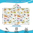 thumbnail image 2 of Colorful Dinosaurs Realistic Pattern Hooded Bath Towel，60"x35" for Ages 3 To 12 Kids, Quick Dry Lightweight Soft Microfiber Hood Beach Towel Cover Up for Kids, 2 of 7