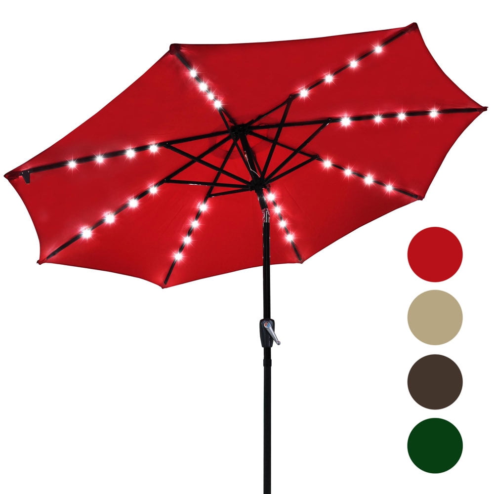 Yescom 9' Patio Umbrella with 32 Solar LEDs Light 8 Ribs Crank Tilt UV30+ Outdoor Deck... by Yescom