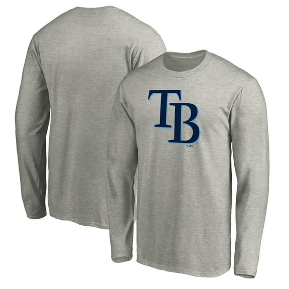 Men's Heather Gray Tampa Bay Rays Official Team Logo Long Sleeve T-Shirt