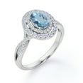 thumbnail image 4 of JeenMata Dual Halo Design - 1.50 Carat Oval Shaped Light Blue Created Aquamarine And Moissanite - Pave Infinity Engagement Ring - 18K White Gold Plating over Silver, 4 of 6