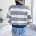 thumbnail image 4 of VALMASS Long Sleeve Crew Neck Color Block Winter Casual Knit Sweater Women (M, Blue), 4 of 8