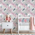 thumbnail image 3 of Chinoiserie Peel and Stick Wallpaper Elegant Watercolor Chinoiserie Cherry Blossoms Birds Painting Wall Paper 23.6in x 9.8ft Self Adhesive Removable Renter Friendly Wallpaper for Bedroom Cabinets, 3 of 8