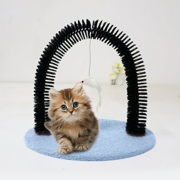 Interactive Cat Grooming Arch Brush with Scratching Pad Massager Toy for Indoor Pet Cats