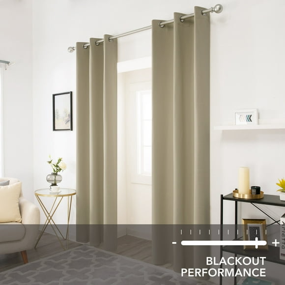 Deconovo Blackout Curtains Room Darkening Grommet Solid Curtain for Living Room 42x84 inch Dark Beige Set of 2