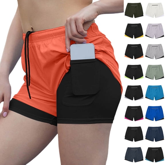 SOFTCCLO Running Shorts for Women Cycling Athletic Shorts Lined Loose Breathable Running Womens Shorts Army Green L