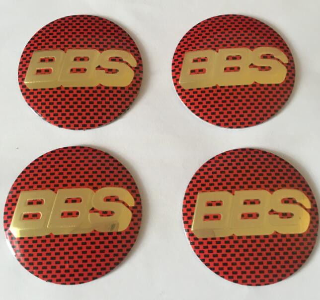 4X 56mm red center wheel center logo badge tin sticker