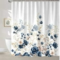 thumbnail image 4 of Navy Blue and Gold Flower Shower Curtain, Boho Watercolor Floral Leaves Cute Fabric Shower Curtains Set for Bathroom Decorative with Hooks 72 X 72 inch Beautiful Bath Decor, 4 of 6