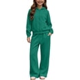 thumbnail image 3 of FSYBOA Girls Outfit Set, Casual 2 Piece Warm Zipper Hoodies and Sweatpants Green Size 9-10T, 3 of 9