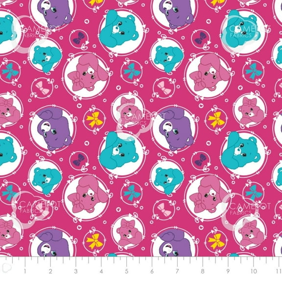 Care Bears Sparkle and Shine Arrows Berry 100% Cotton Fabric Sold by the Yard