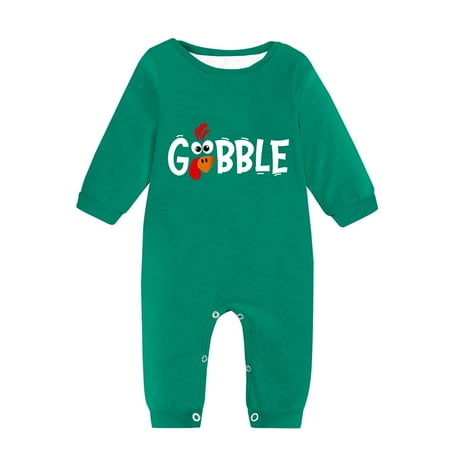 

Generic Lightweight Baby Jumpsuit /toddler Romper Long Sleeved Round Neck Letter Printing Thanksgiving Clearance Romper Thanksgiving Party(Green18-24 Months)