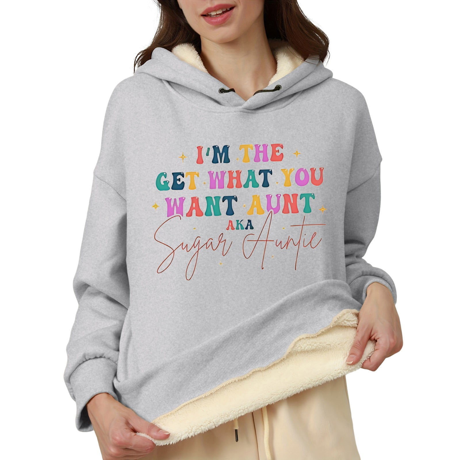 Women's Fashion V-Neck Hooded Sweatshirt - Long Sleeve Zipper Pullover With Print - View #6