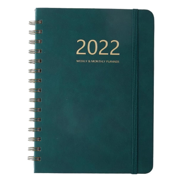 Cuaderno planificador, notas, papel grueso, portalápices, bricolaje, 6,10 x 8,46 pulgadas, con calendario Verde