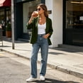 thumbnail image 6 of LNWUY Women's Lightweight Open Front Cardigans Short Sleeve Solid Color Casual Stretch Soft Knit Cardigan Sweaters Beige S, 6 of 8
