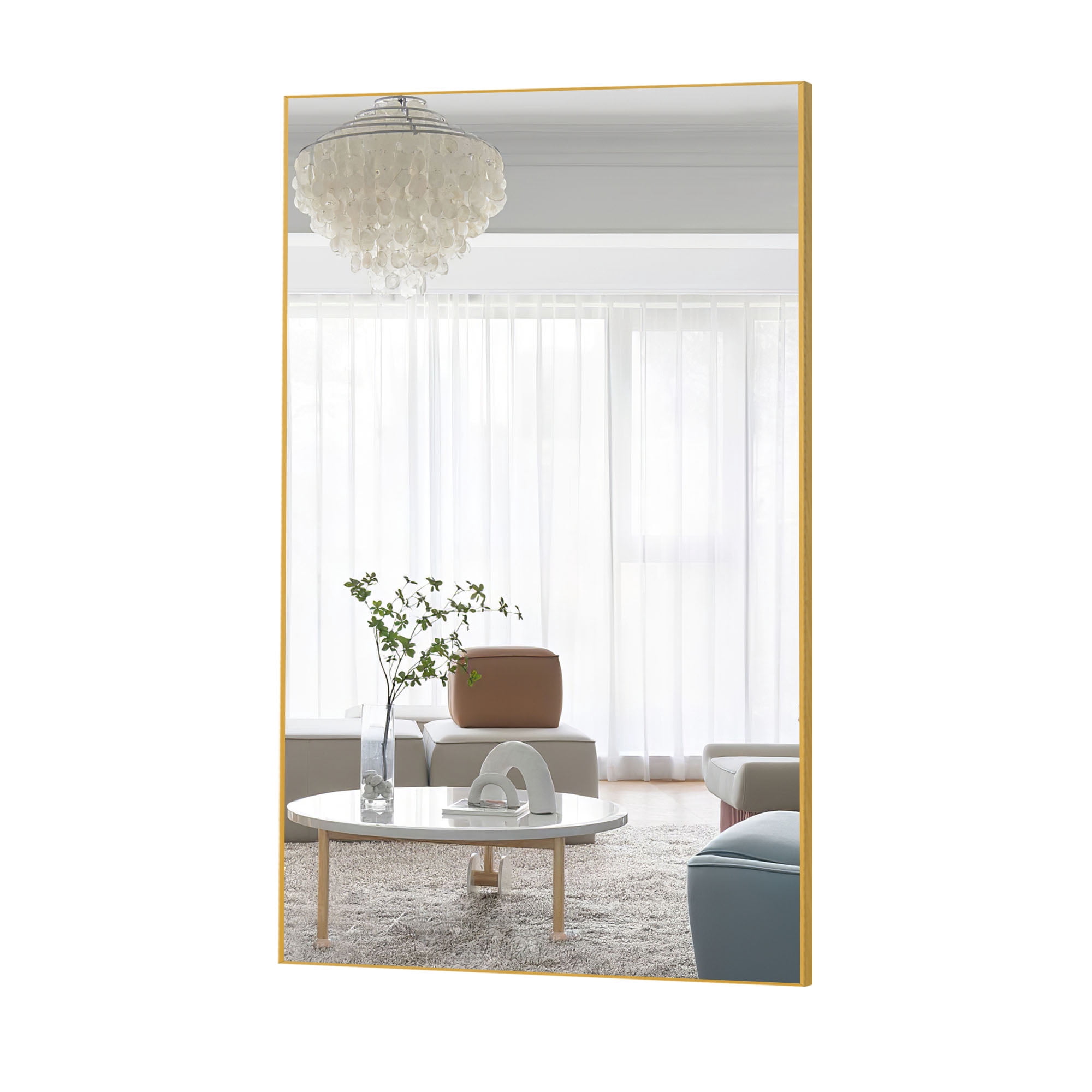 51 in x 32 in Gold Modern Wall Mirror
